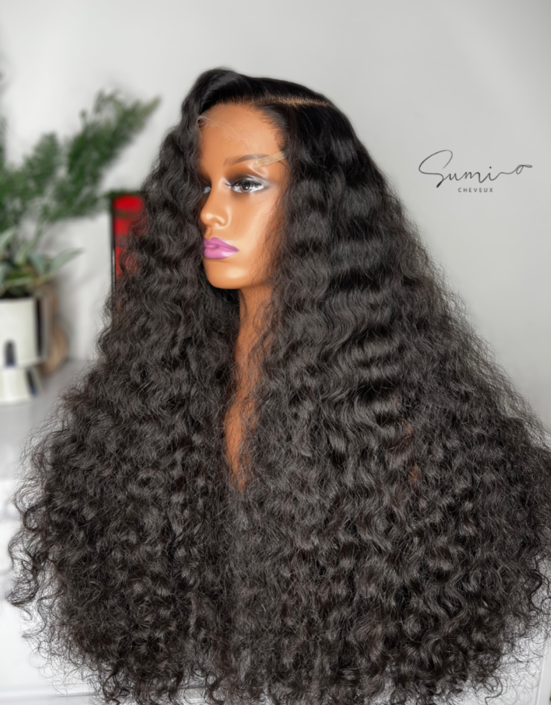 30 inches deep wave wig on mannequin